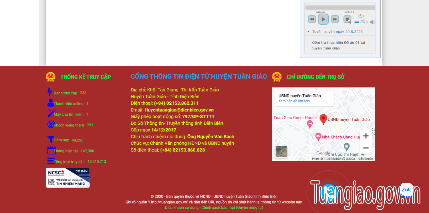 Công thông tin điện tử huyện Tuần Giáo đạt chứng nhận "Tín nhiệm mạng"